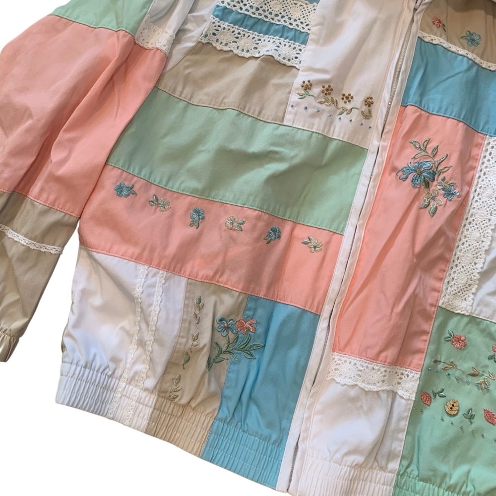 Vintage Colorful Patchwork Jacket Medium Wind Breaker - Picture 2 of 9